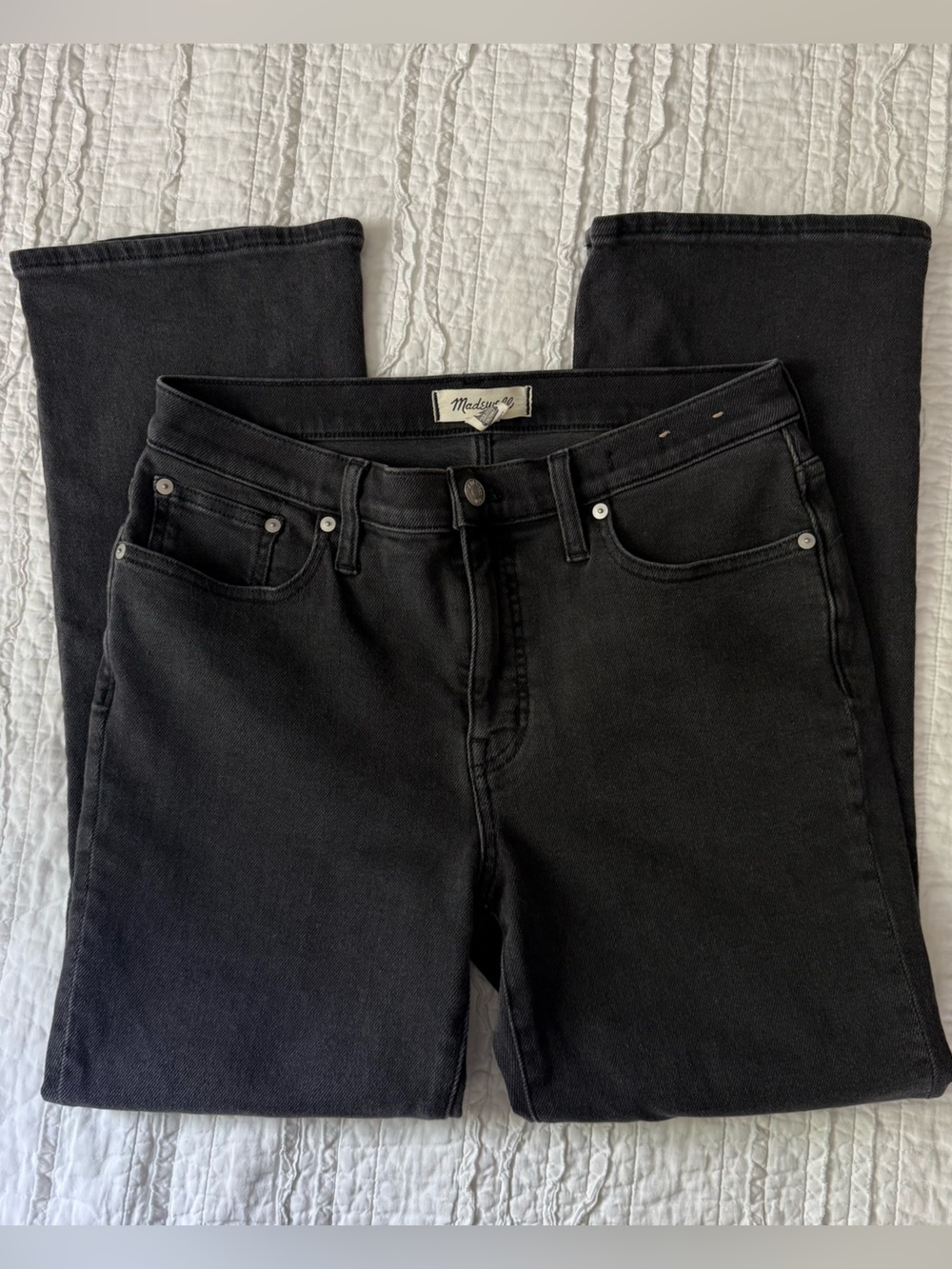 NWOT Madewell Mid-Rise Kick Out Jeans Womens 29 Black Flare Crop